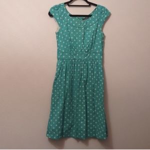 Modcloth Emily and Fin aqua polka dot midi dress